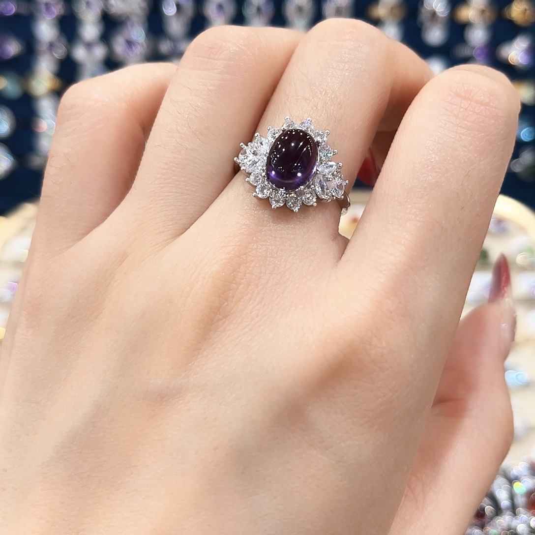 紫晶女款银S925镶嵌戒指