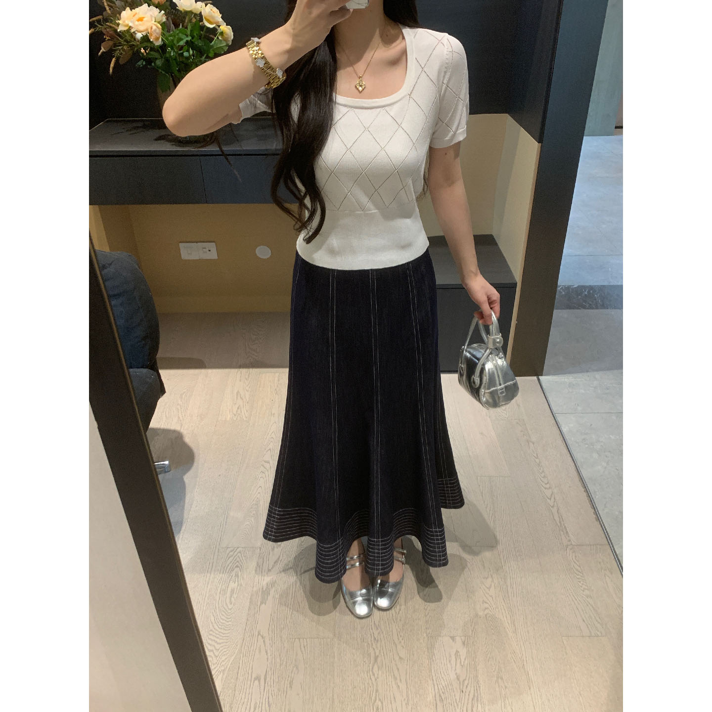 XINYI【深海单宁】夏季天丝莱赛尔高腰显瘦牛仔半身裙X626G05108