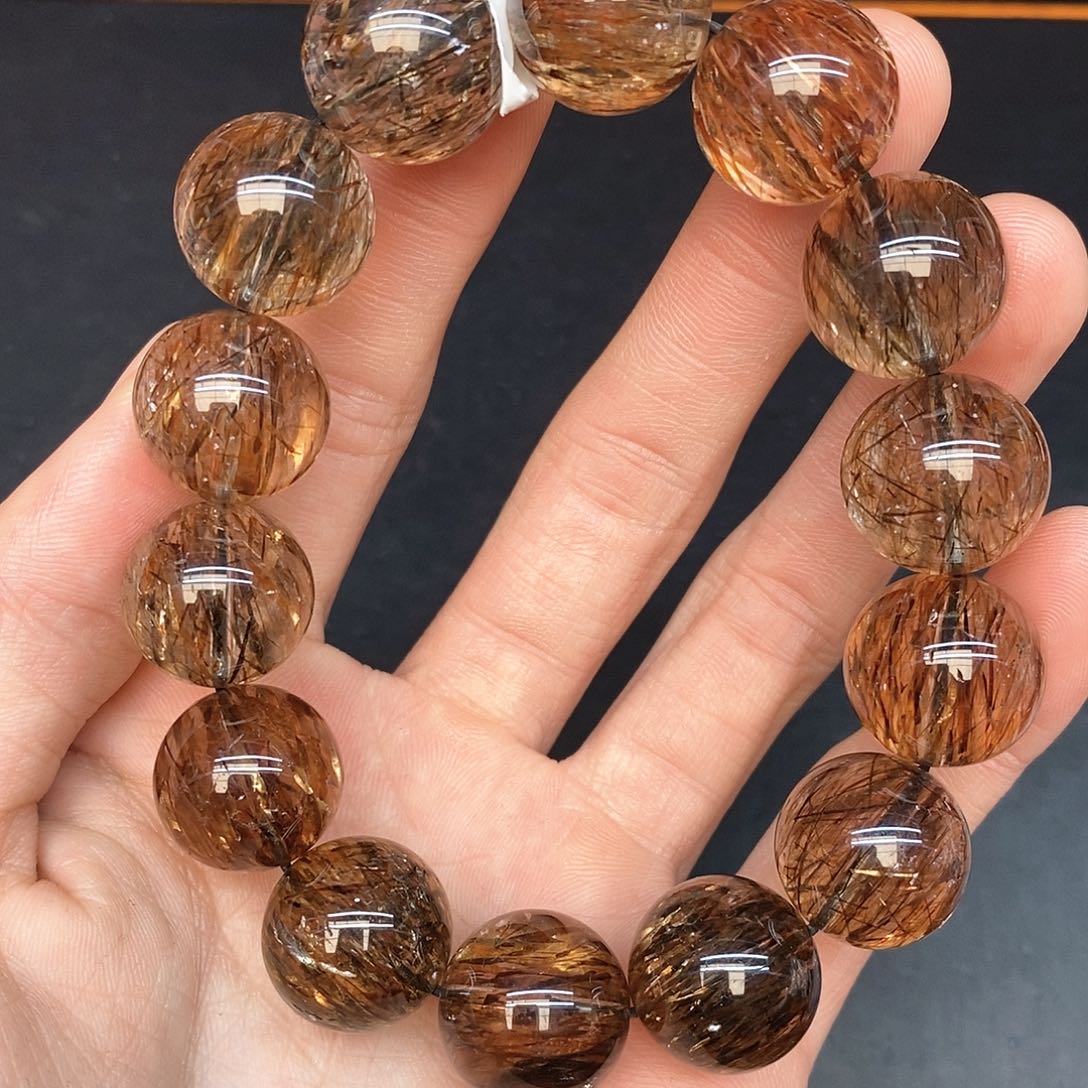 水晶手链未镶嵌27黑金超七16mm