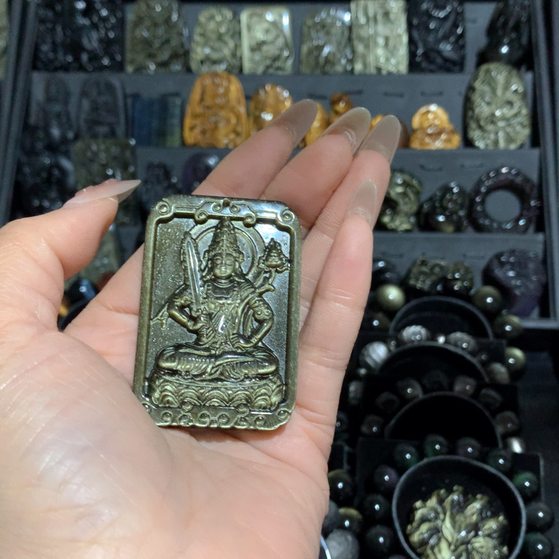 黑曜岩未镶嵌吊坠(赠链)玫**昌