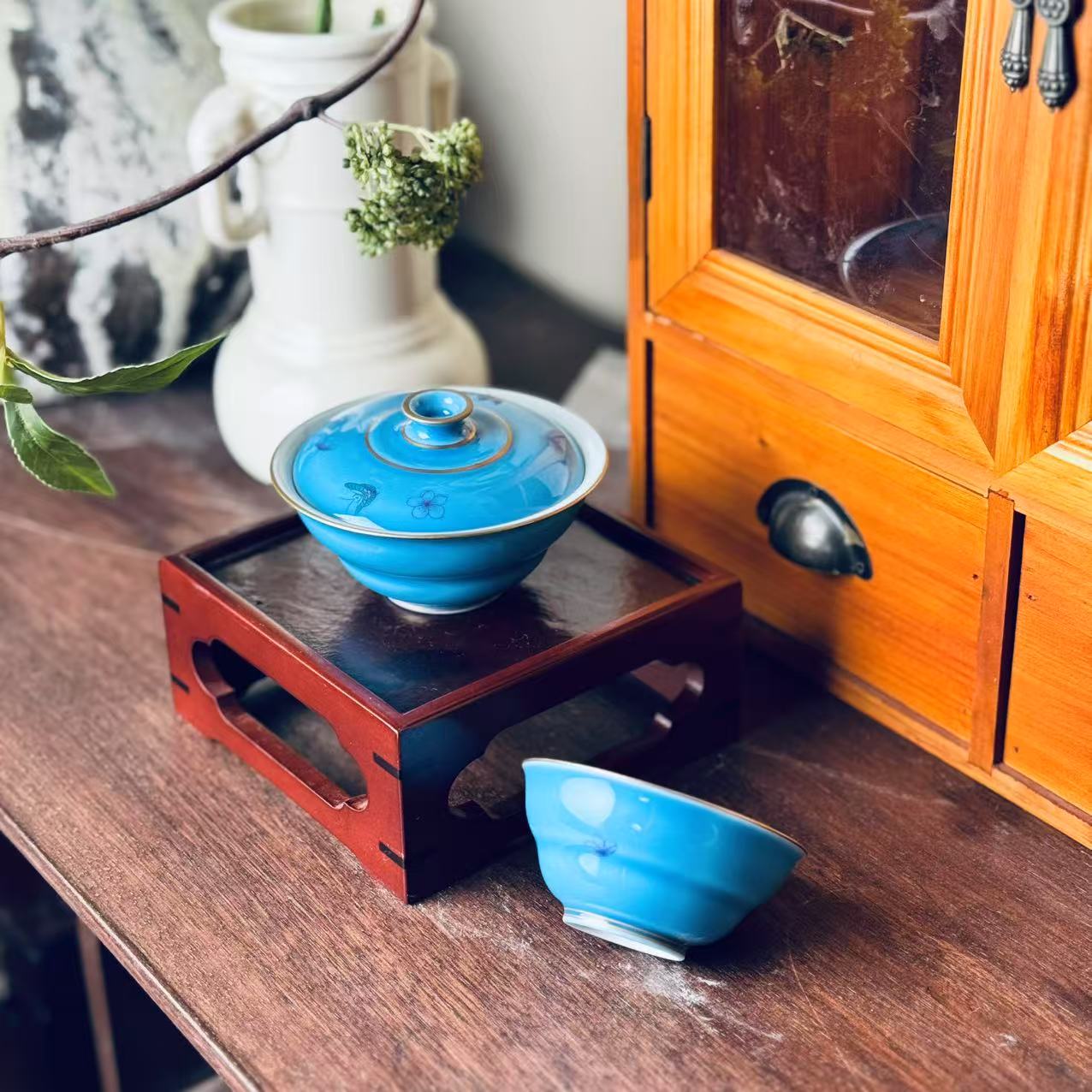 阿茶 蓝色套组（1盖碗1杯）