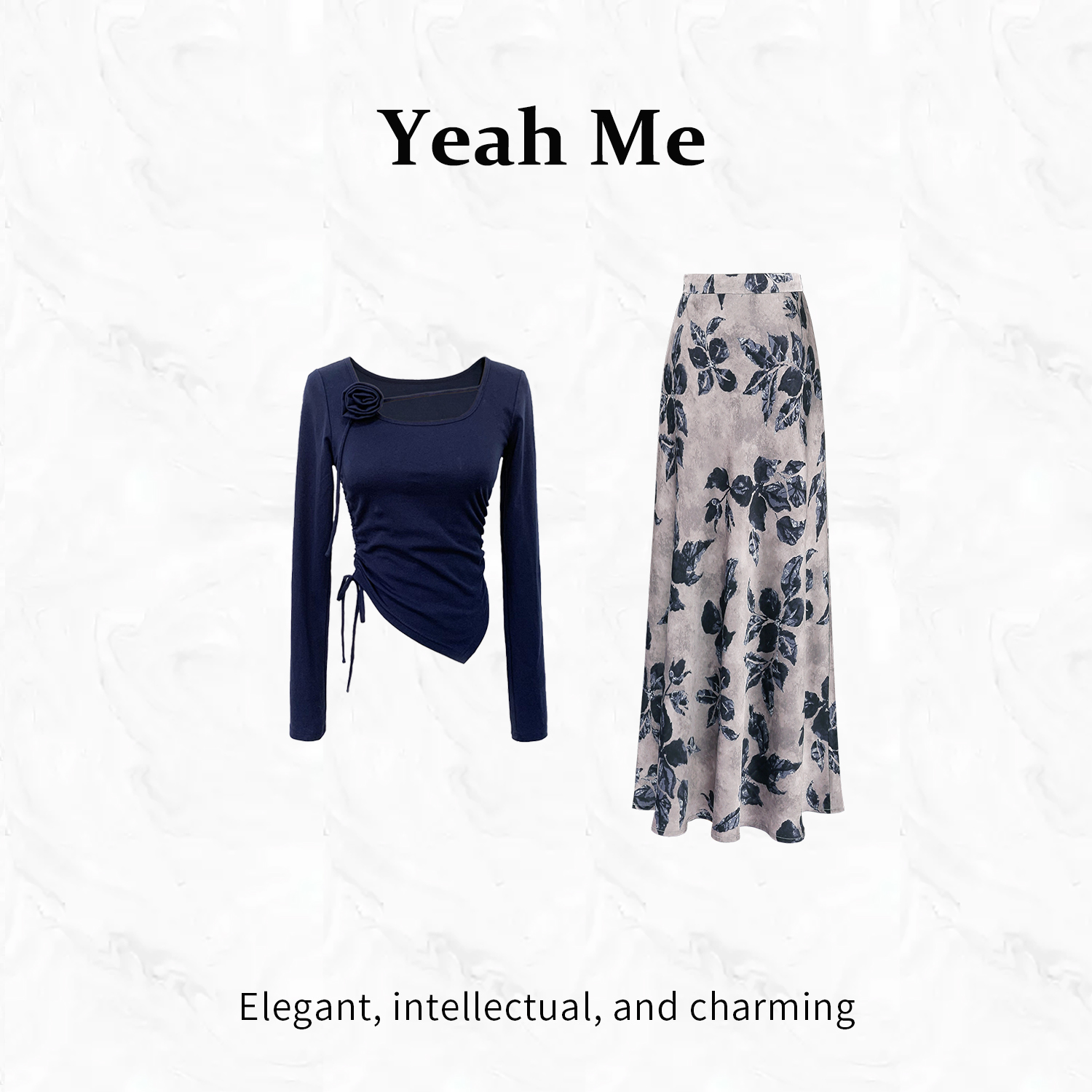 Yeah Me/也觅【旧日时光】秋季新款高级感半身裙套装文艺气质穿搭女