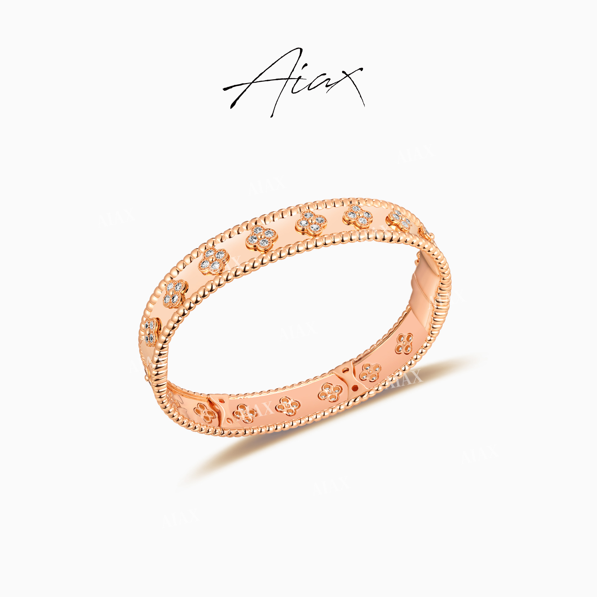 AIAX  镀K金 时尚轻奢气质设计师简约百搭四叶手镯TSS7441