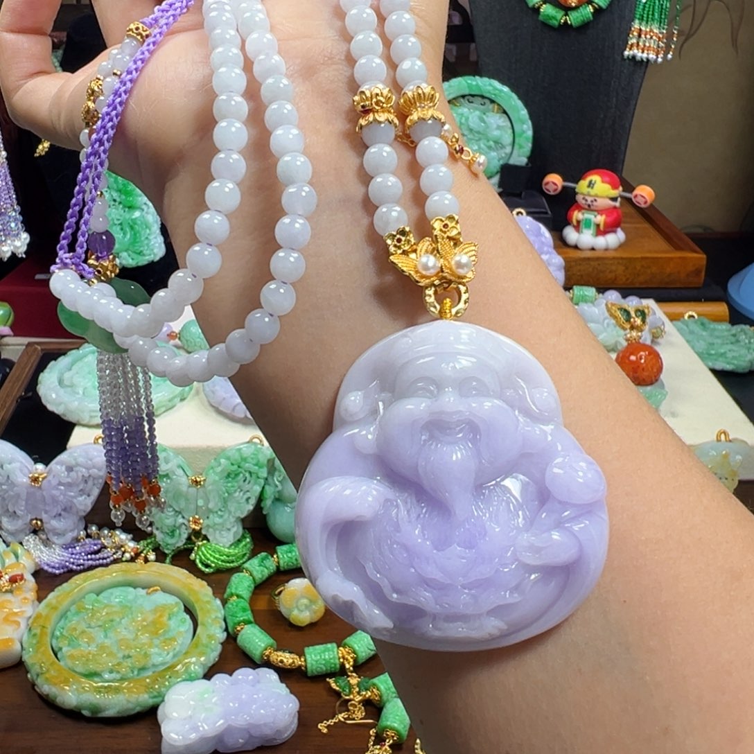 翡翠未镶嵌吊坠(赠链)紫财神