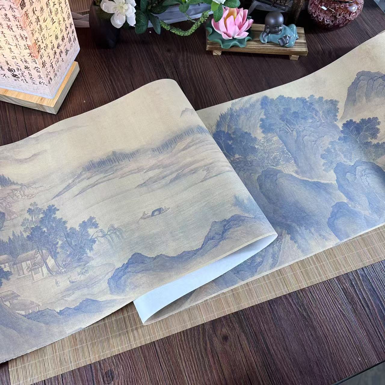 静德斋蜡染【绢纸-湖山春暖20米长卷】小楷行草书半生半熟作品宣纸