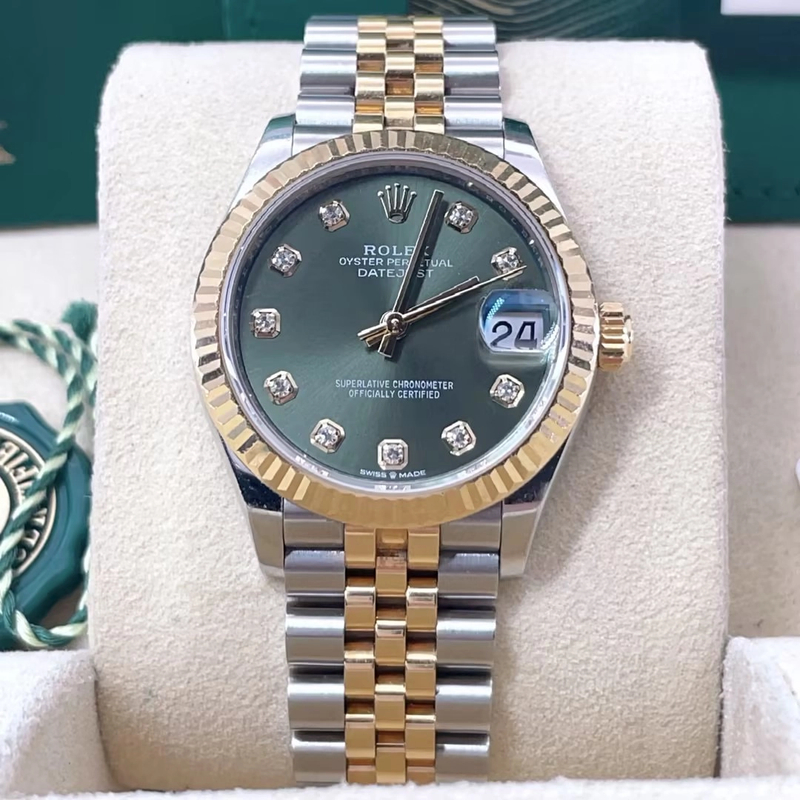 99新 Rolex/劳力士 全套/女装日志 31mm/278273/绿盘钻刻/名表