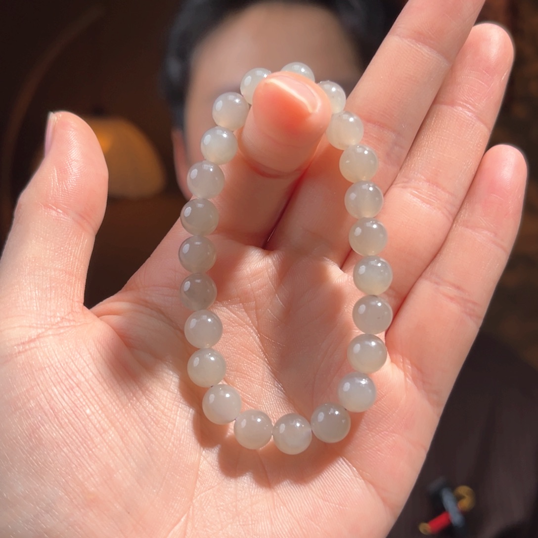 未镶嵌手串和田玉烟青色8mm99