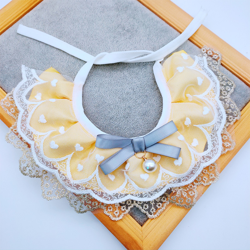 宠物配饰口水巾猫咪围嘴蕾丝吊坠狗狗项圈围脖可调节