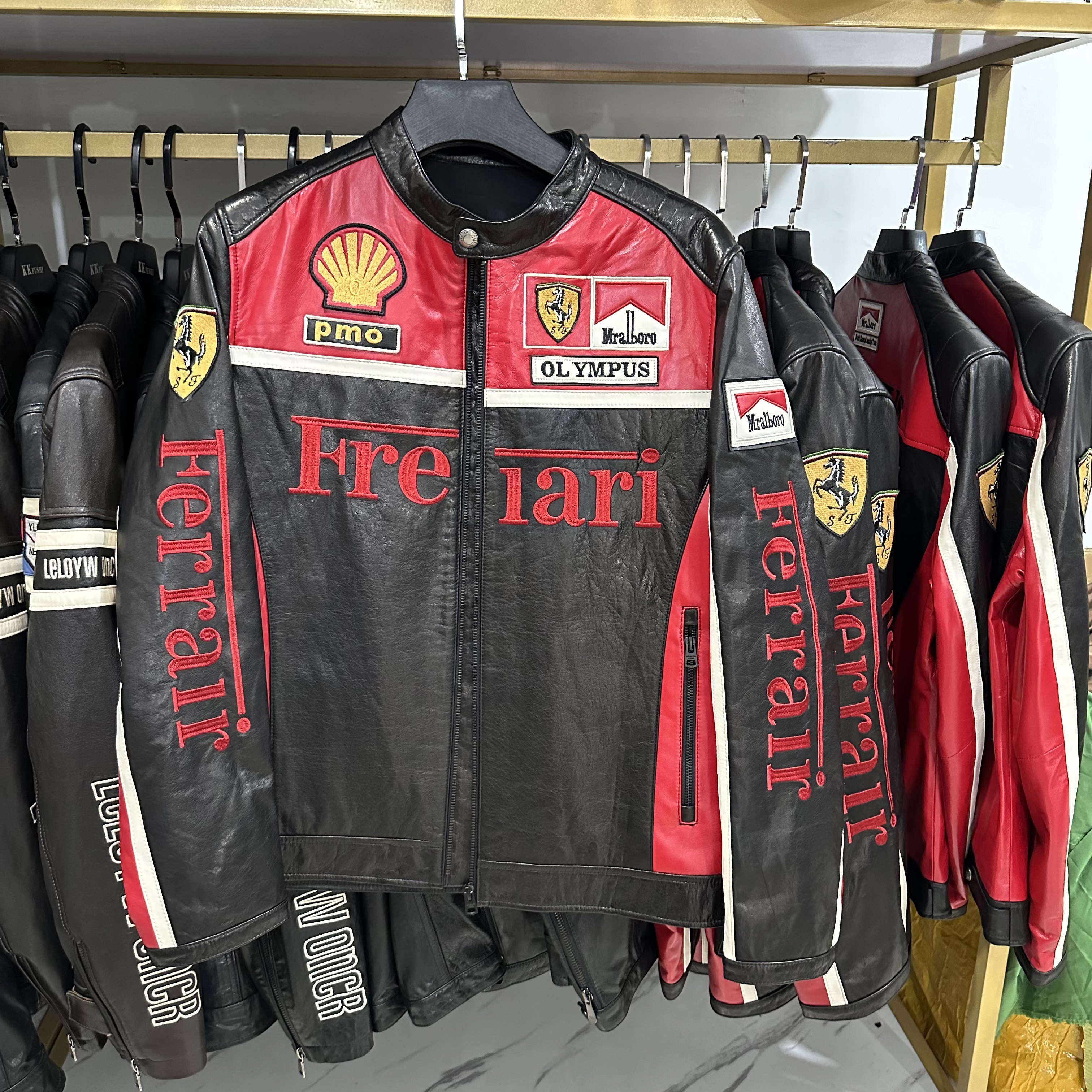 红色哈雷男士机车骑行服皮衣服装直播间选好码数在付款