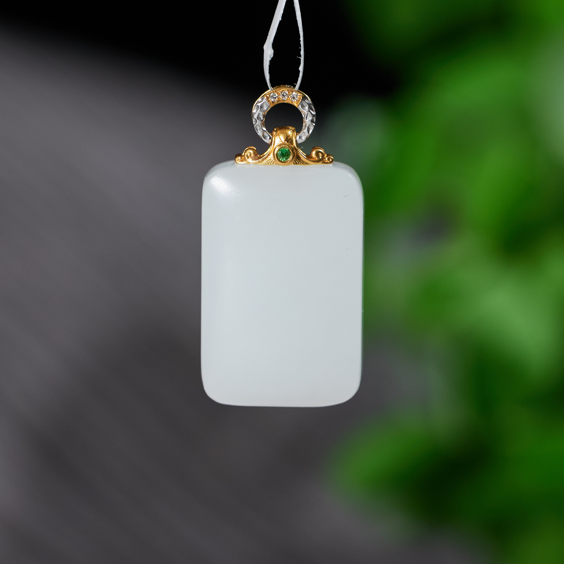 【歪歪】（二）*和田白玉吊坠*18K金镶嵌P6477