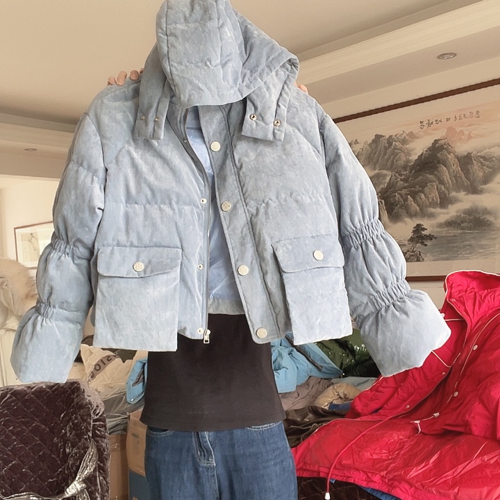 7号 M 蓝色丝绒羽绒服