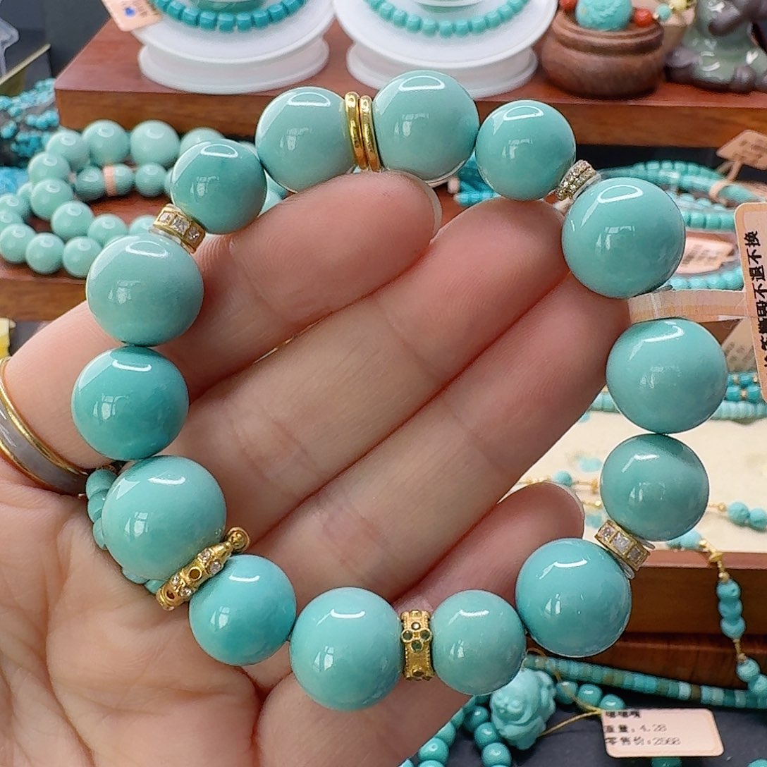 绿松石18K金镶嵌珠宝半成品