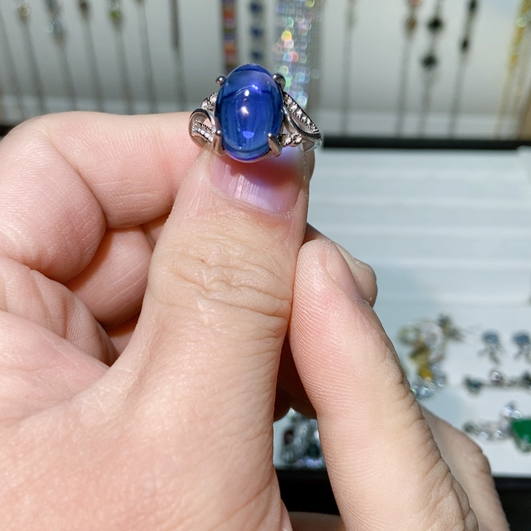 绿水晶戒指银S925镶嵌