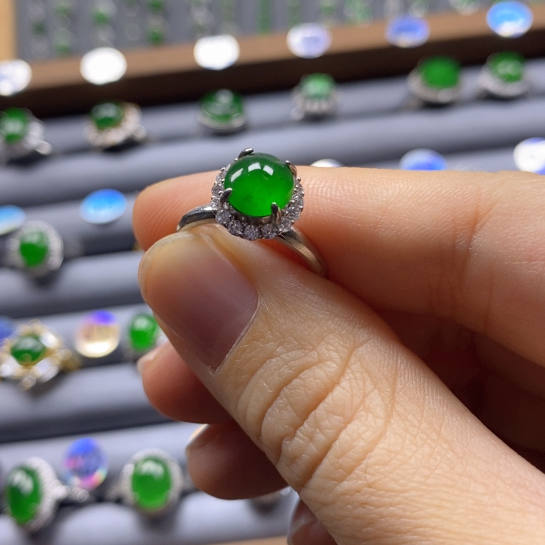 颈饰银S925镶嵌翡翠高品质辣阳绿418