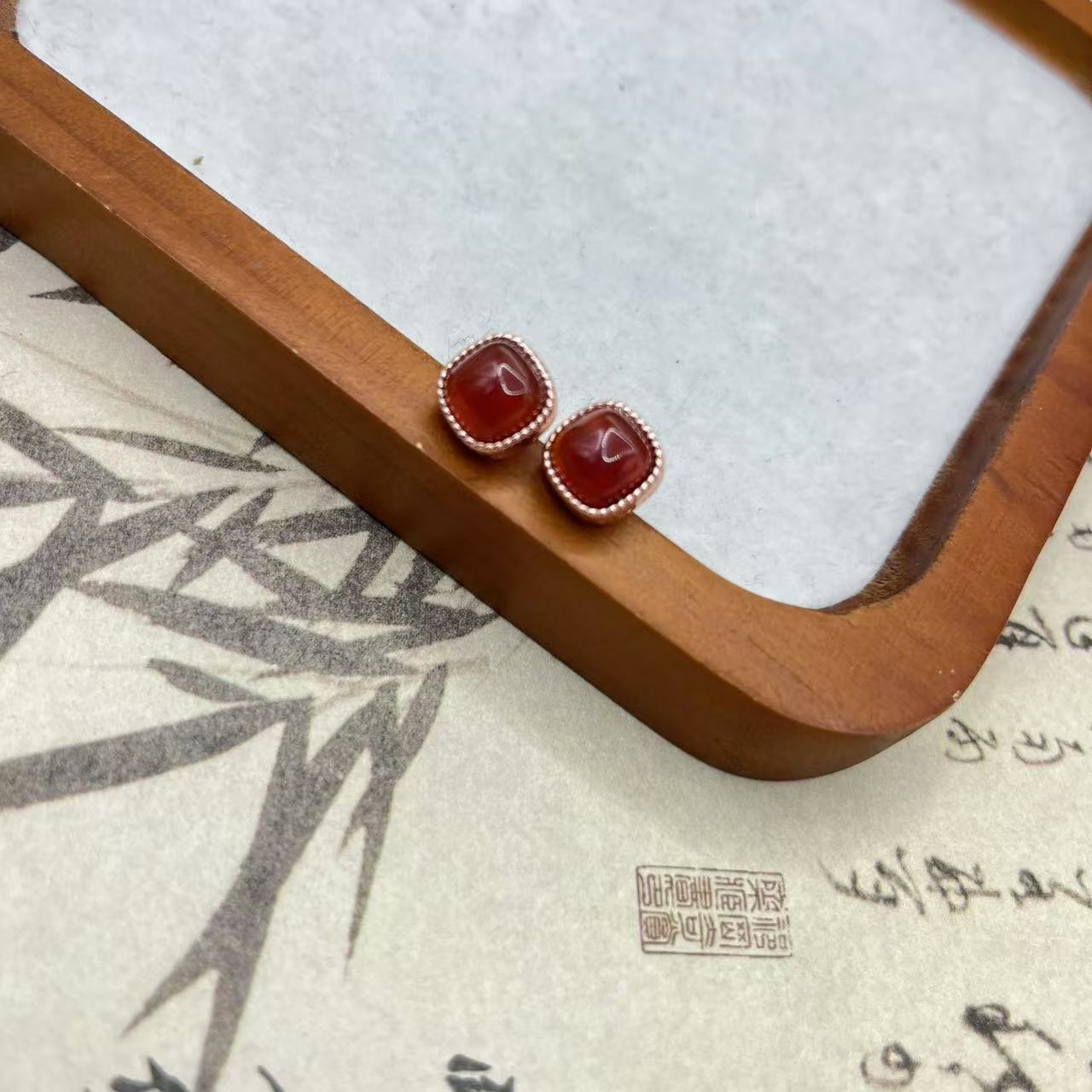 天然玉石 复古耳钉 多样性发货拍一发一M177