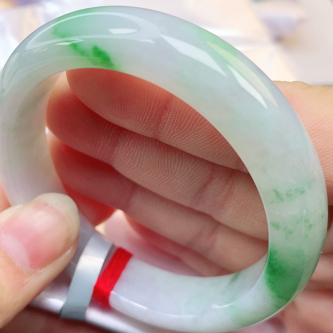 未镶嵌手镯翡翠纯天然A货翡翠冰飘绿花175号