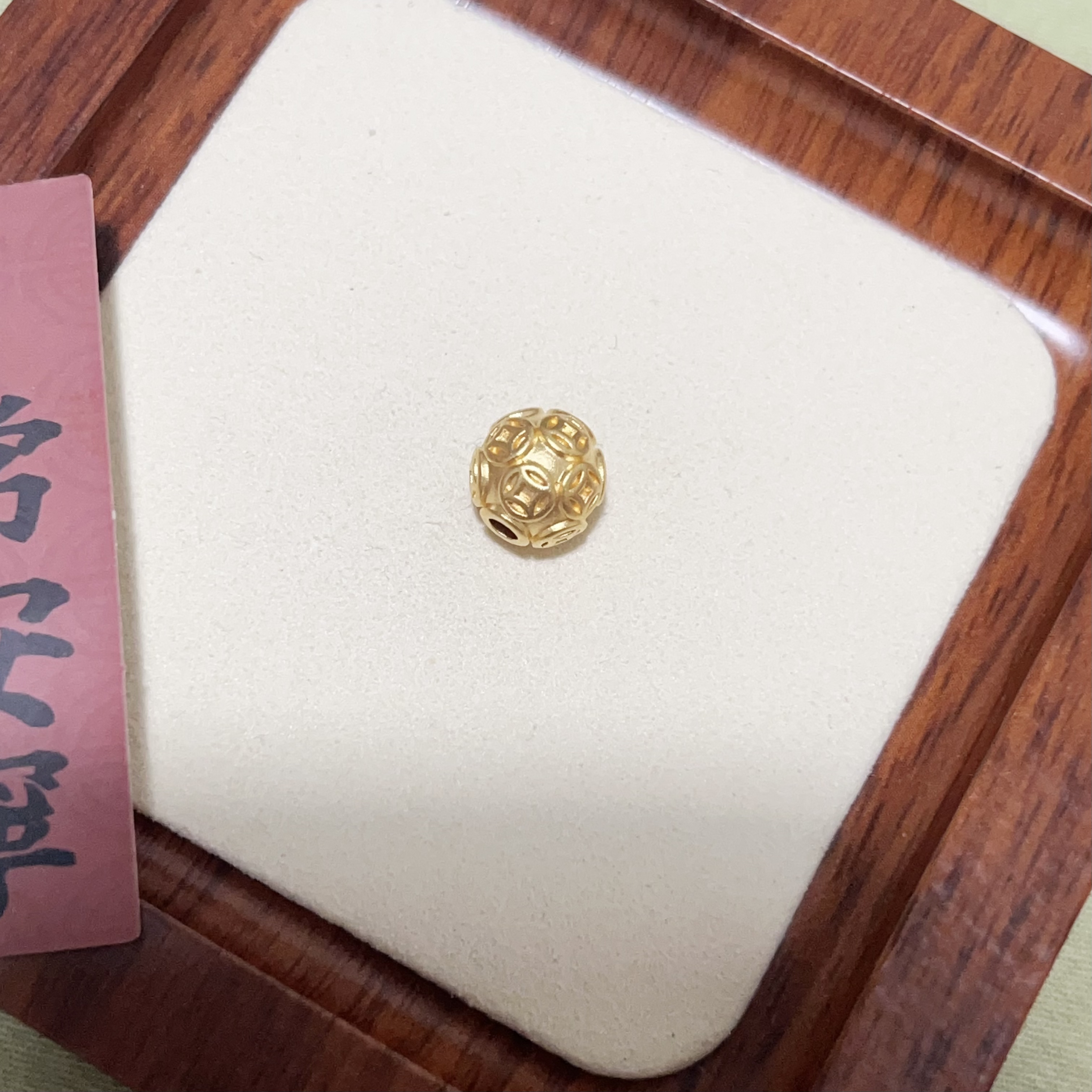 足金999钱币珠卡10mm大小可DIY穿珠5d硬金工艺。
