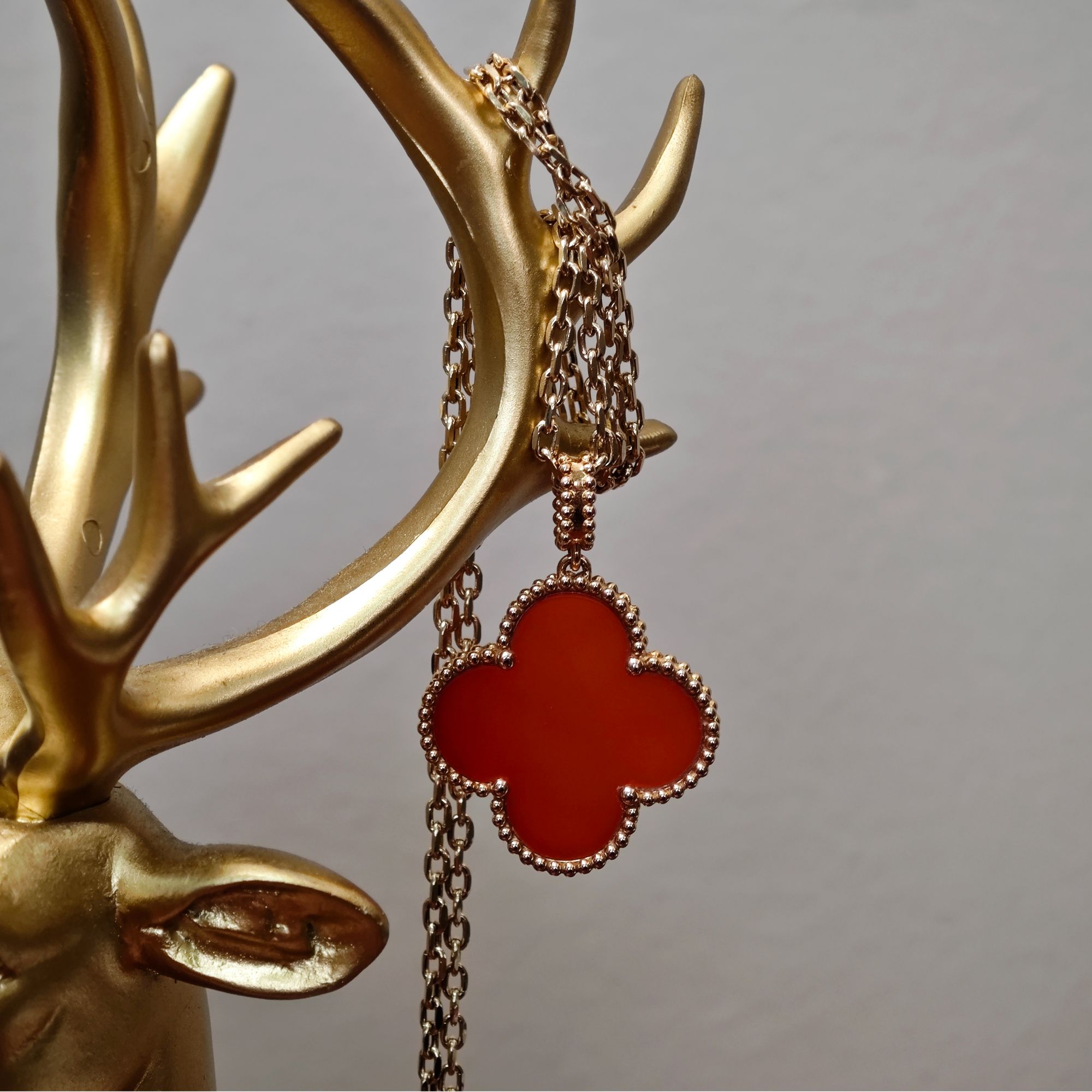 18K金25mm红玛瑙重金单花卡链套链