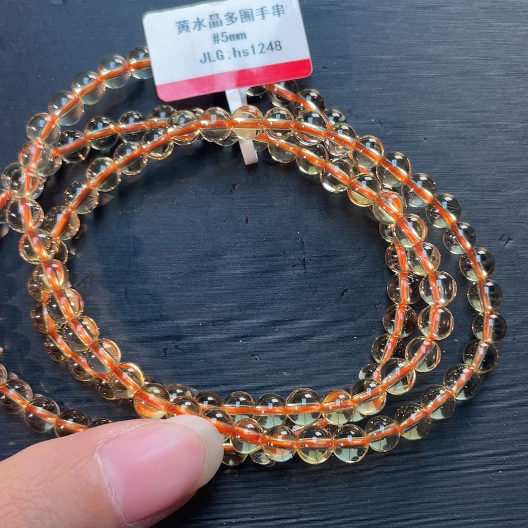 水晶手串未镶嵌黄水晶多圈hs1248 85号