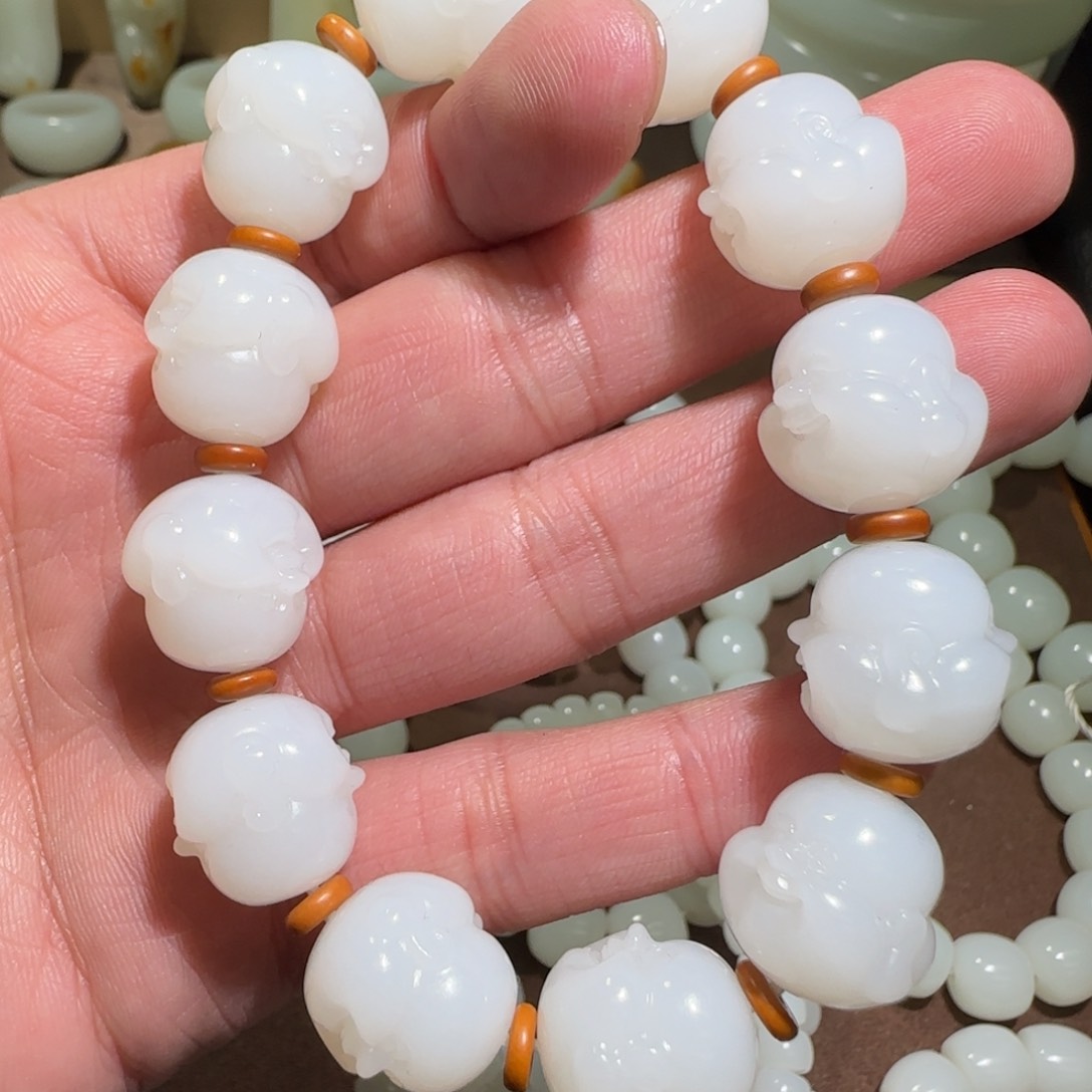 和田玉手链未镶嵌懂*