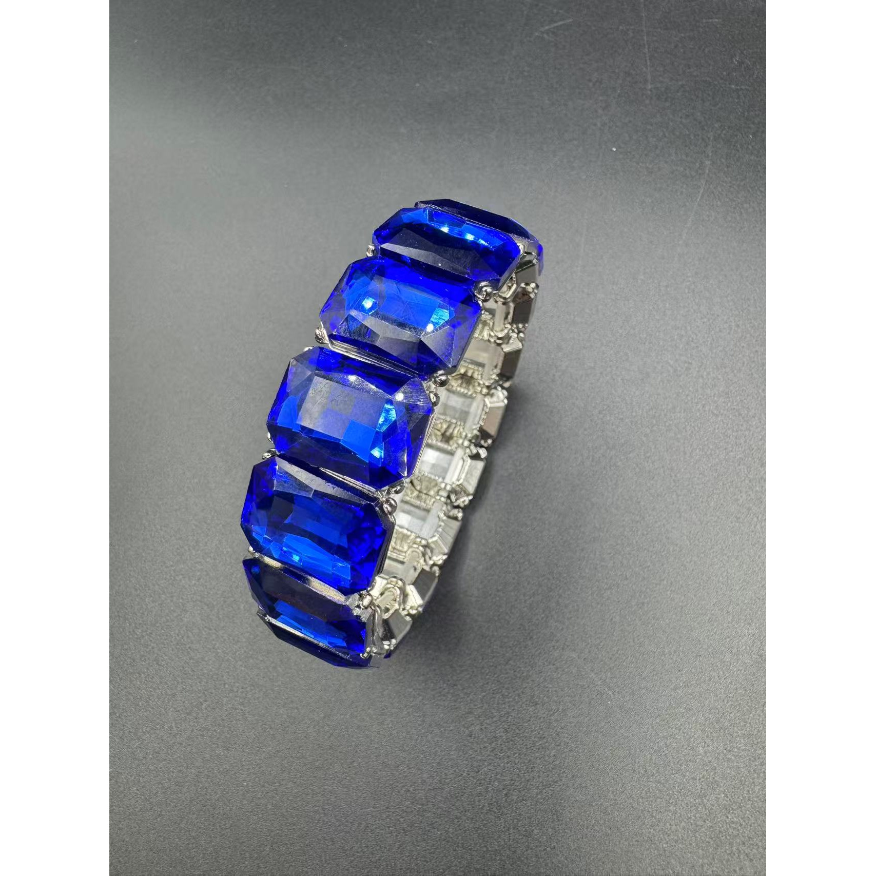 铜合金亚克力手镯 铜合金 亚克力 5463 欧美时尚高贵手镯宝蓝