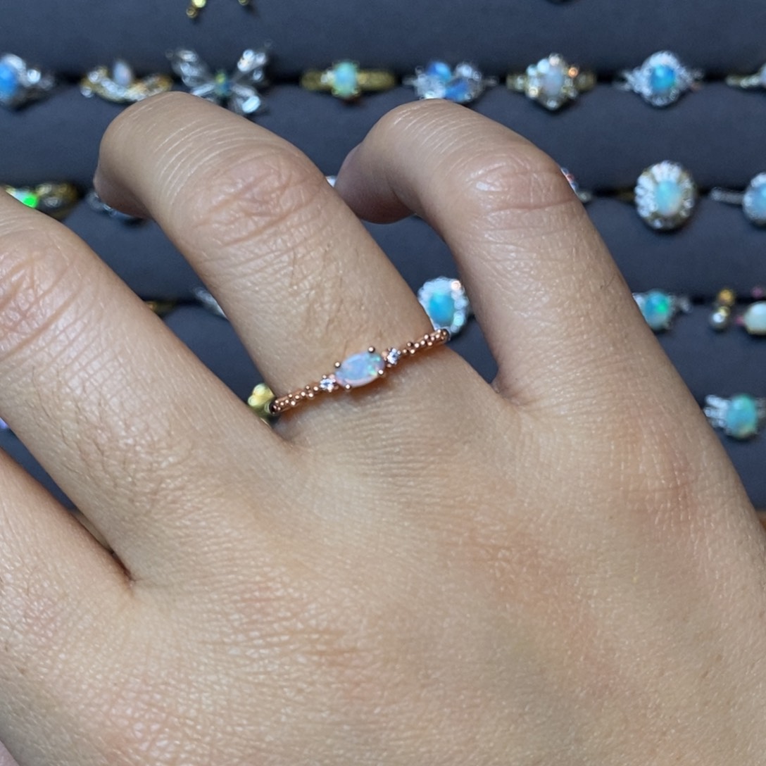 欧泊珠宝奇石银S925镶嵌戒指