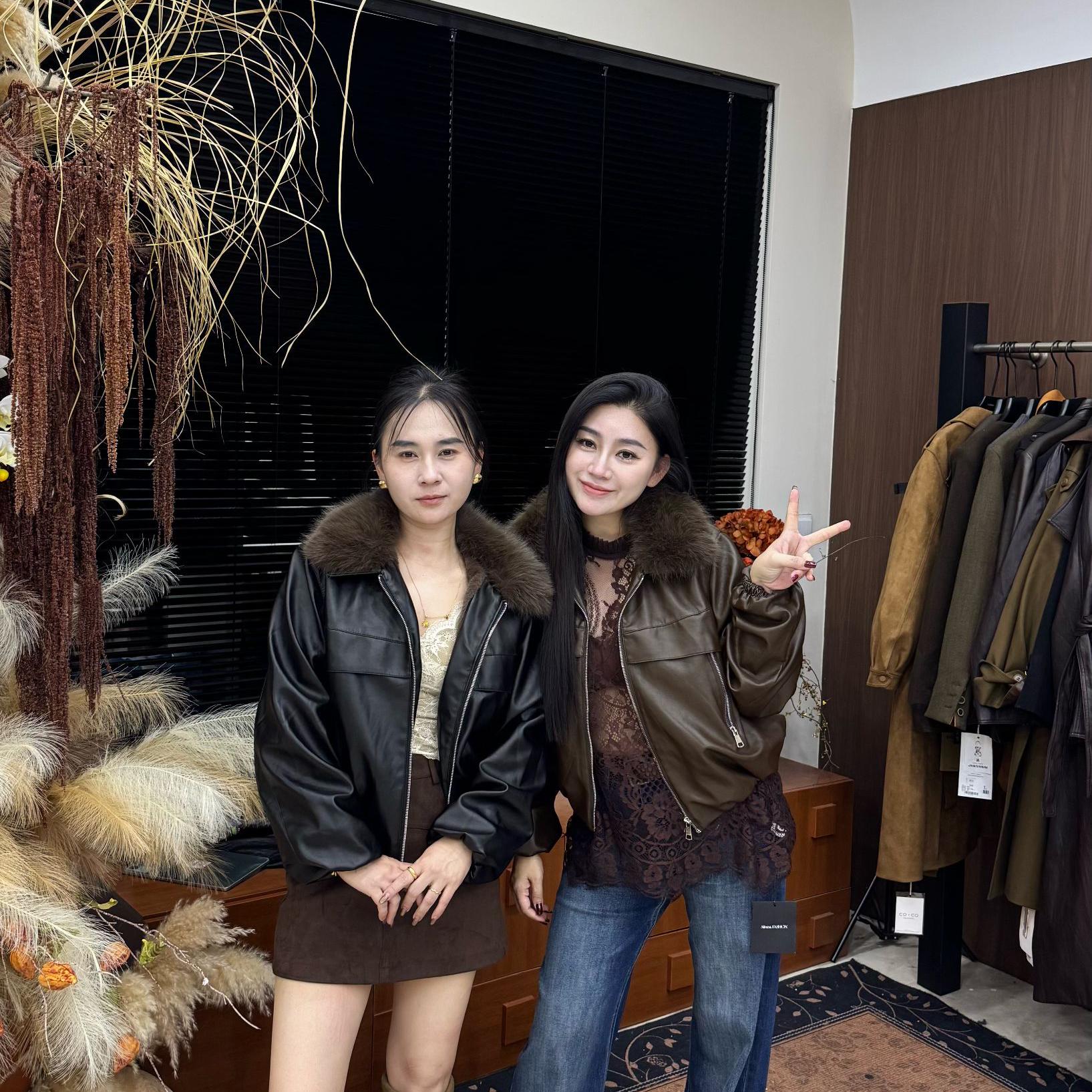 【惠惠专属】新款轻奢时尚减龄洋气国风皮衣外套