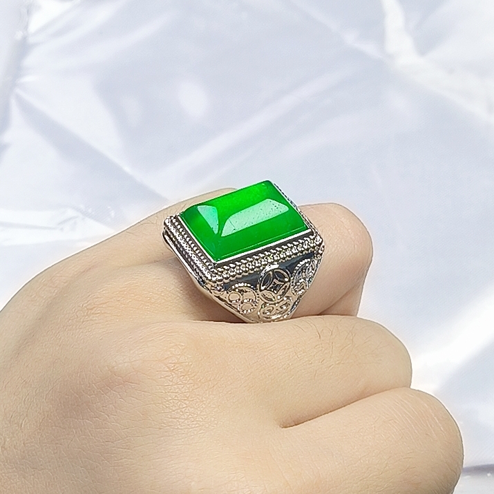 【聚宝严选】B41绿大扳指男士戒指无事时尚精美精致气质百搭
