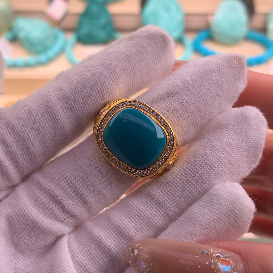 绿松石珠宝奇石18K金镶嵌