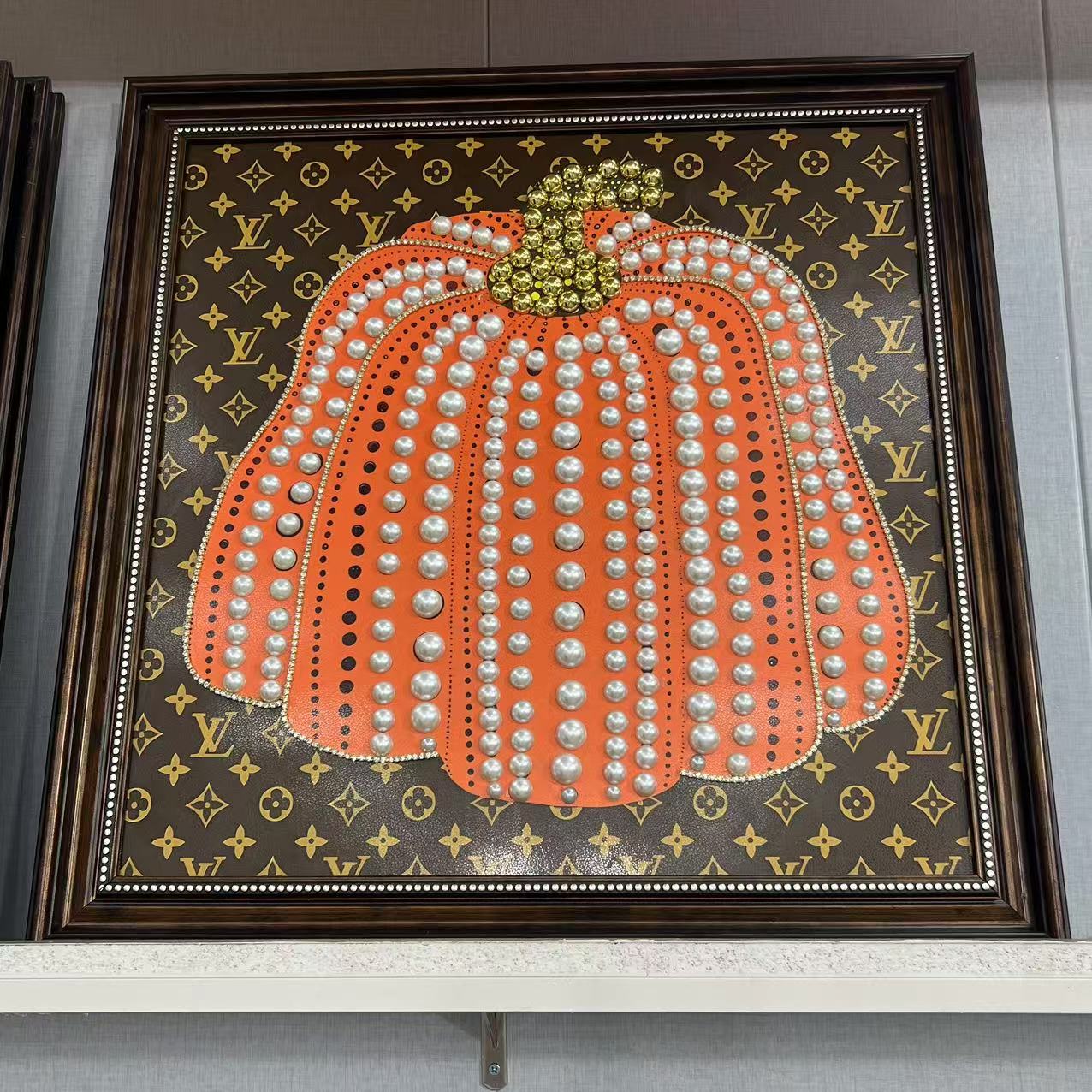 轻奢复古珍珠棕南瓜风格小众卧室餐厅装饰画南瓜