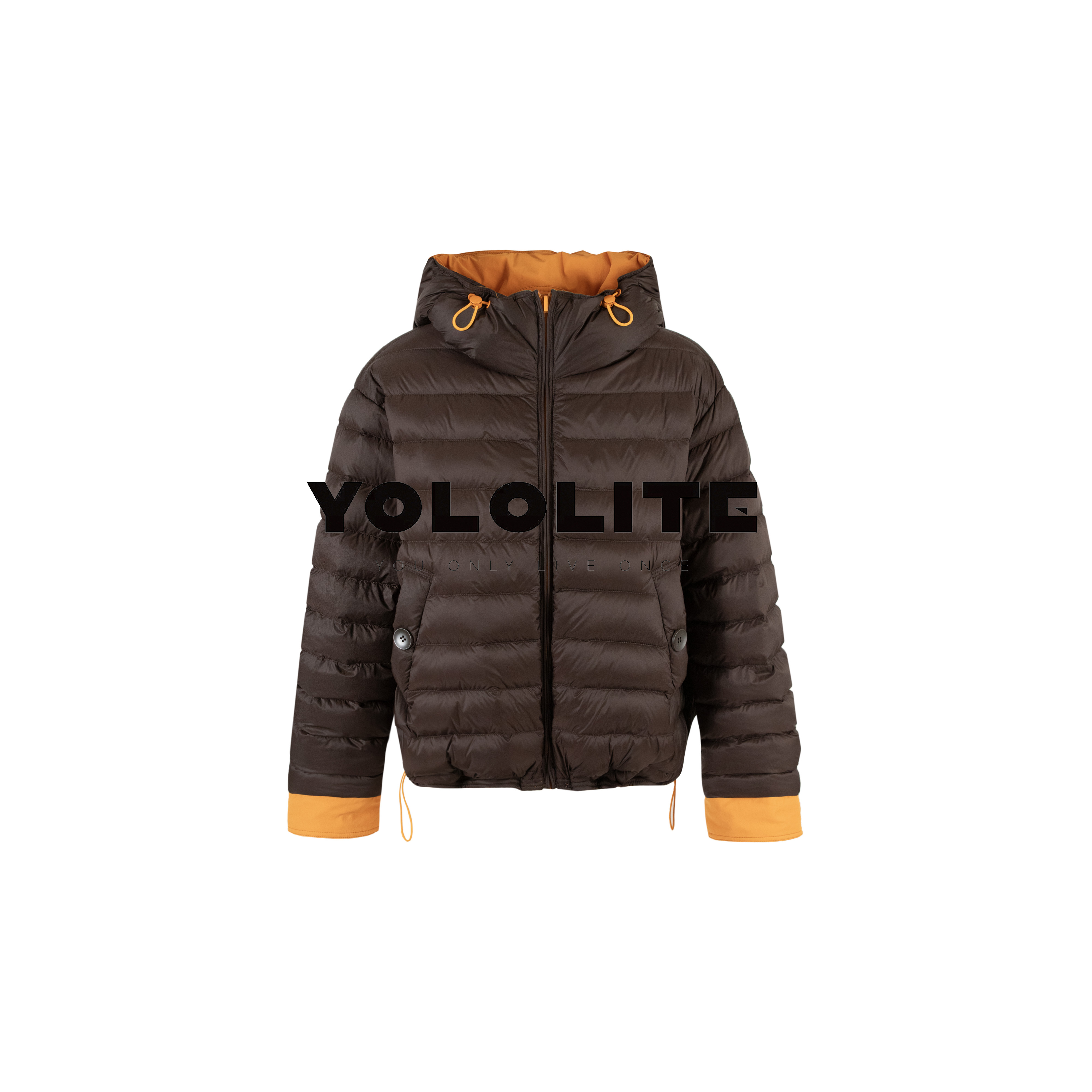 【甜橙蜜语】3697冬季新款90鹅绒两面穿排骨连帽撞色设计羽绒服CY