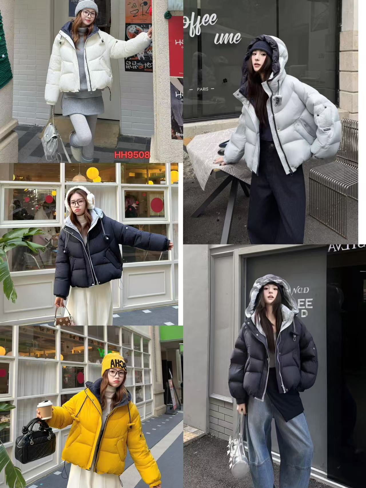 9508款冬季新品撞色连帽短款棉服女宽松显瘦保暖面包服保暖外套X