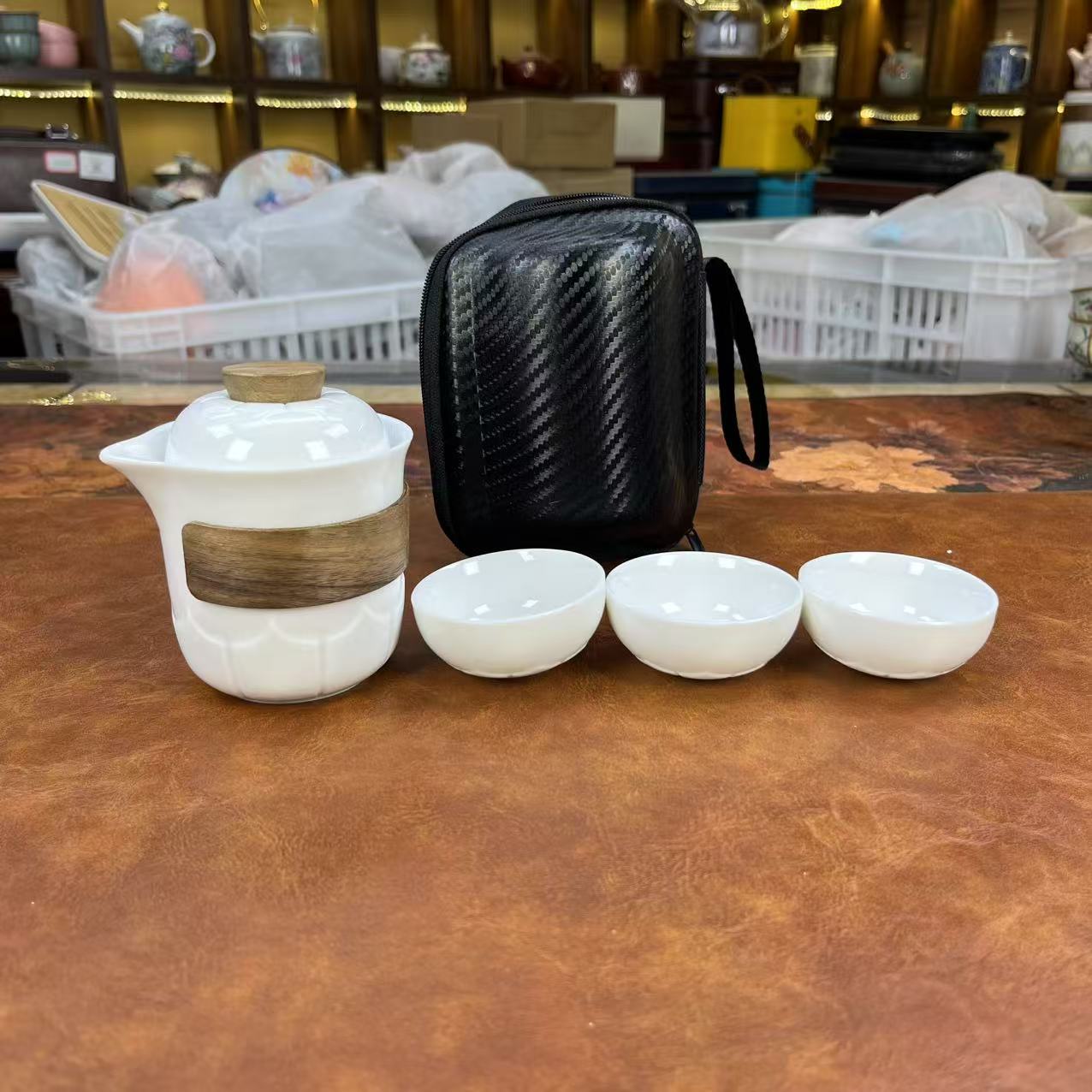 羊脂玉白瓷1壶3杯旅行套装1776简约户外