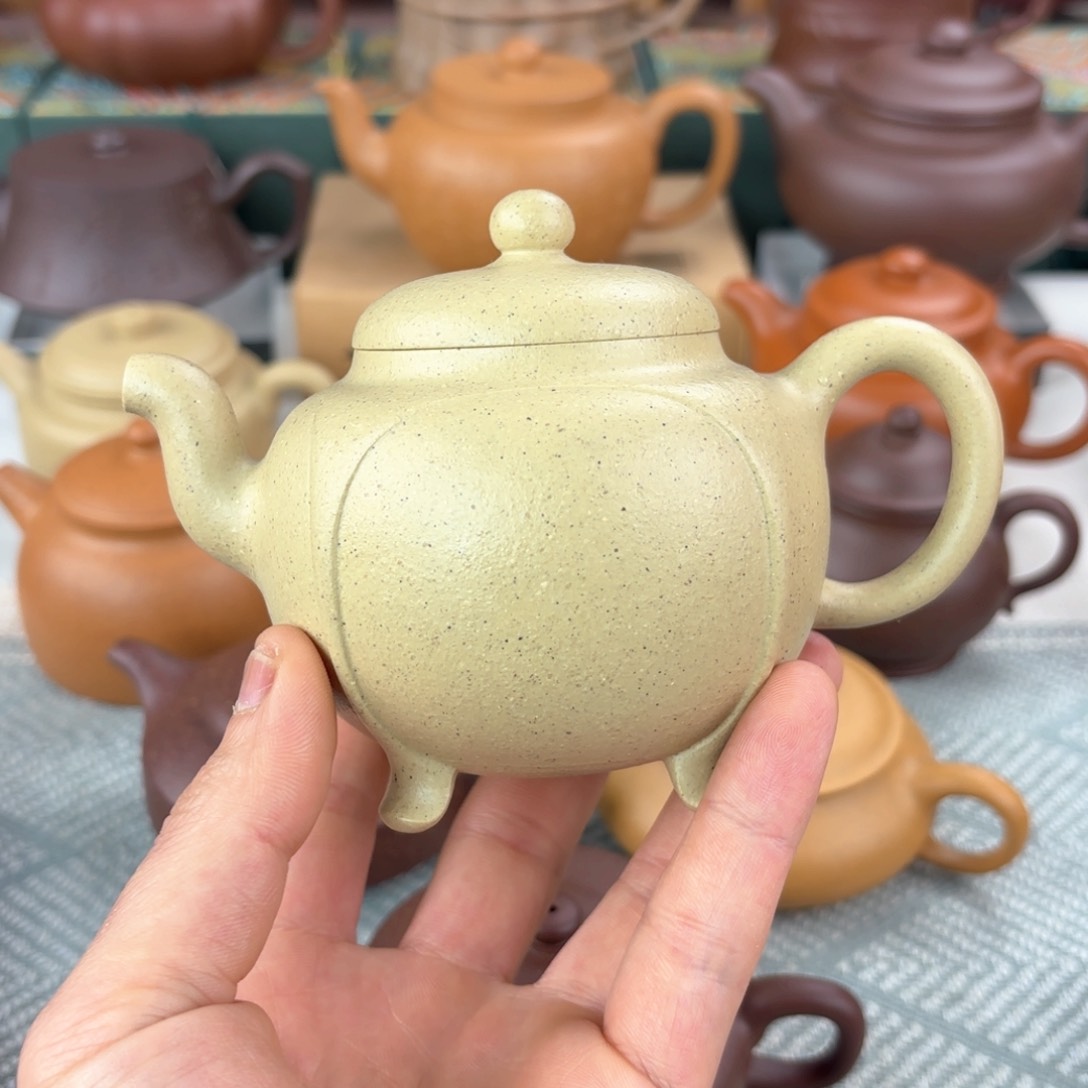 紫砂茶壶微瑕 鼎盛四方 绿泥 260cc