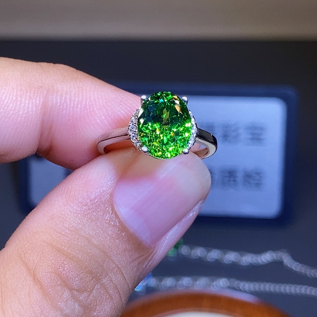 碧玺戒指银S925镶嵌