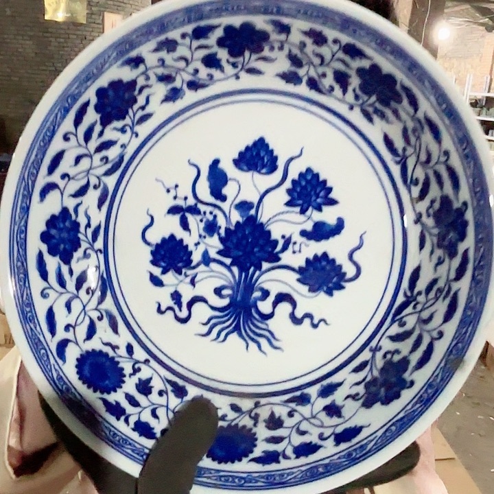 摆件景德镇高温陶瓷一束莲画片