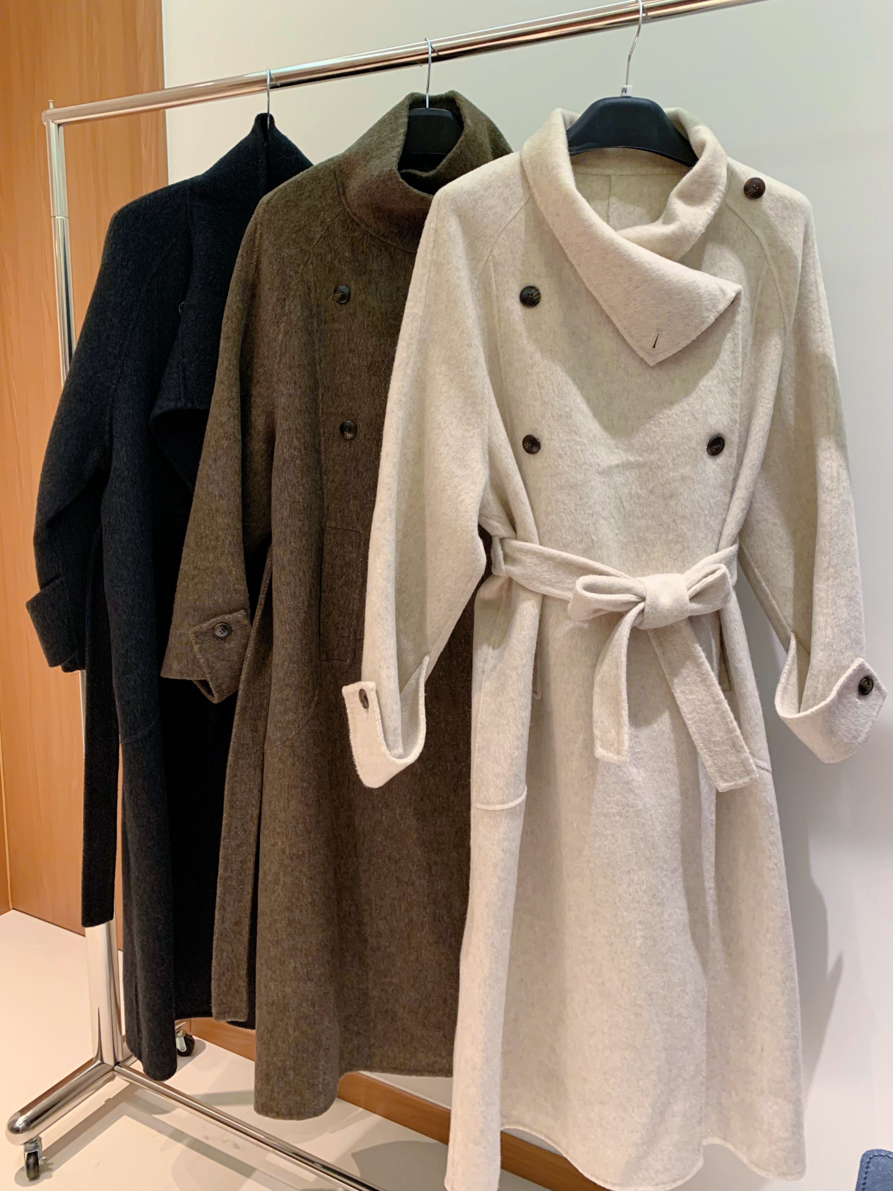 【赵瘦子】「柏林冬日」立领双排扣系带宽松收腰三穿法双面羊毛大衣 