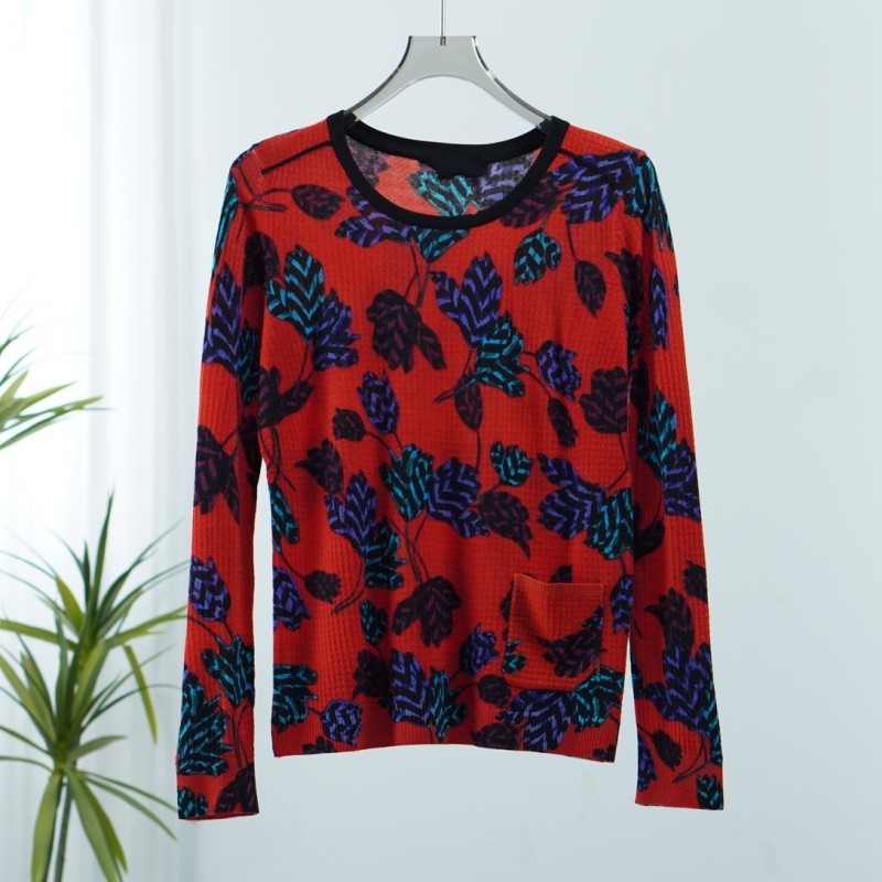 曼系列  S549   女装时尚撤柜套头针织衫红色YBZC001