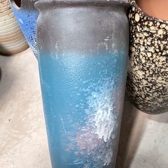 紫砂花盆口20高度45蓝黑