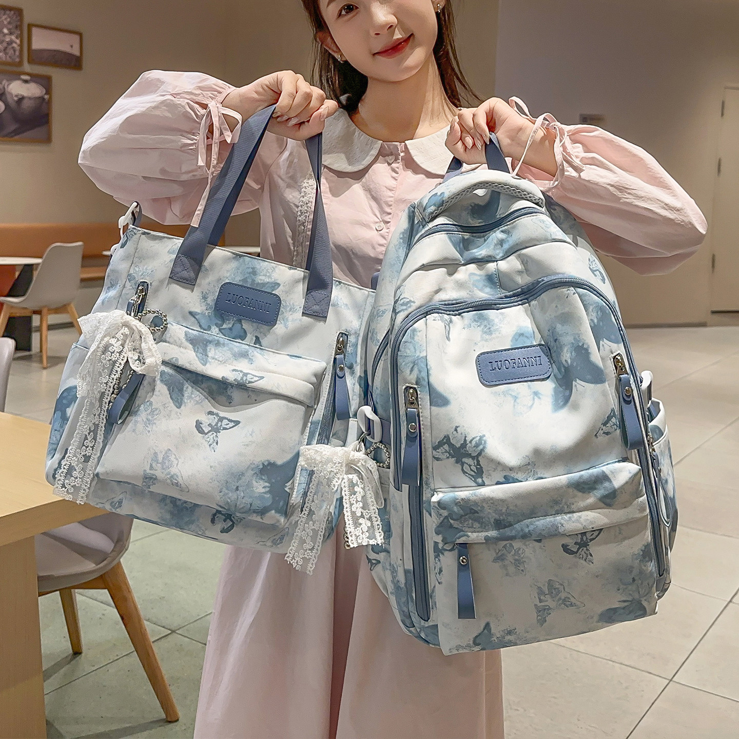 小众设计书包初中生女生新中式国风大容量高颜值双肩包高中生背包