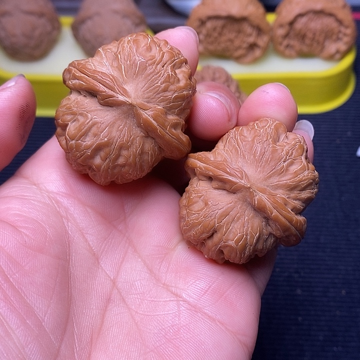 余***丶核桃手把件42元宝45黄尖