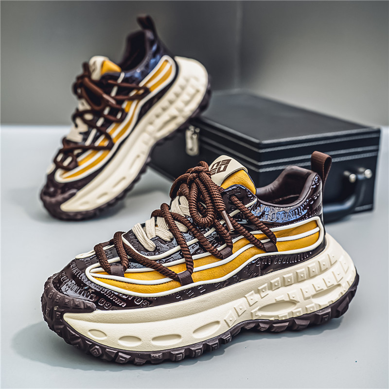 春季新款男士低帮厚底老爹鞋学生休闲运动鞋港风男鞋