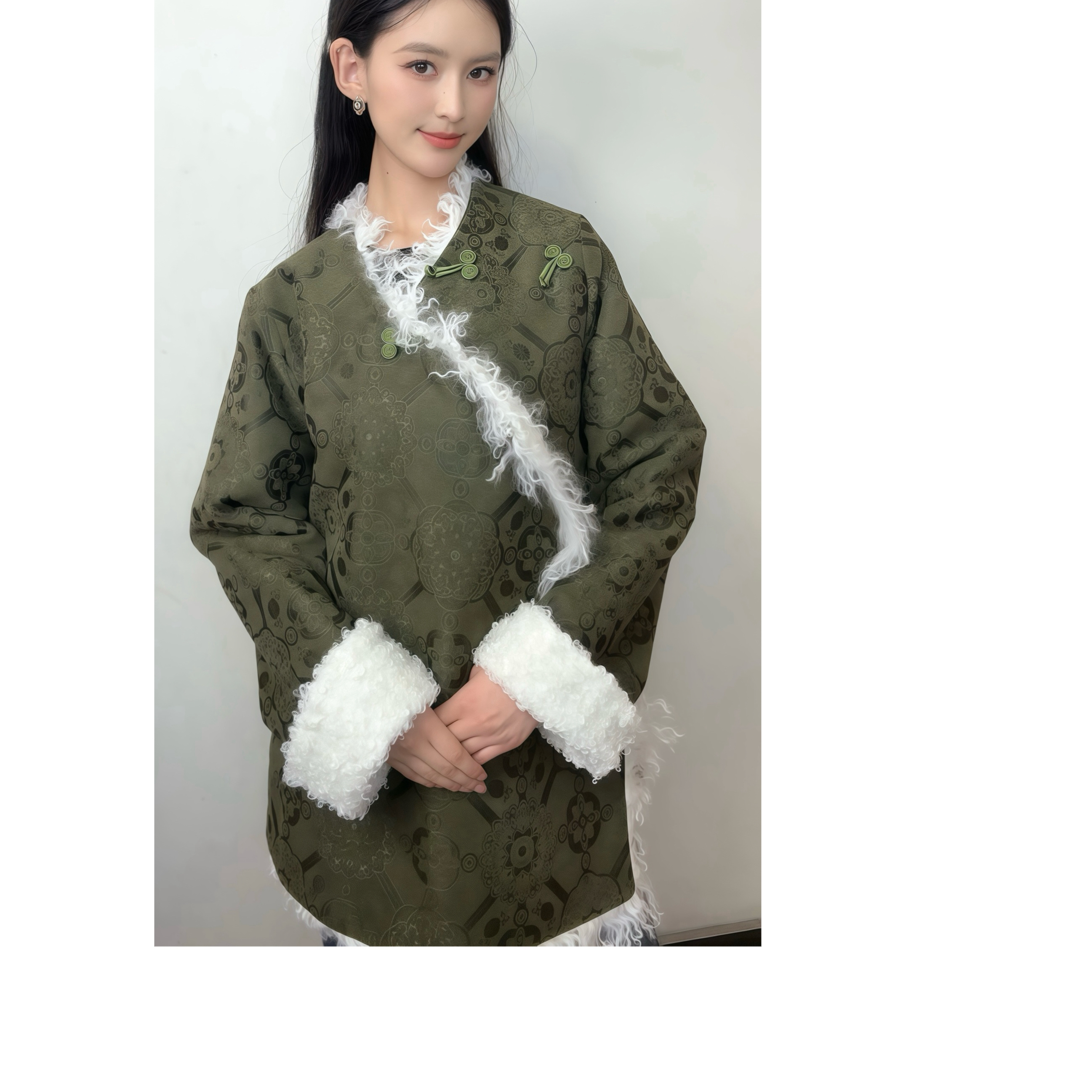 冬季加厚藏式V领显瘦保暖雪尼尔包边➕擦热