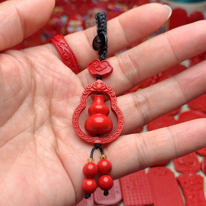 天然辰砂工艺品朱砂钥匙扣