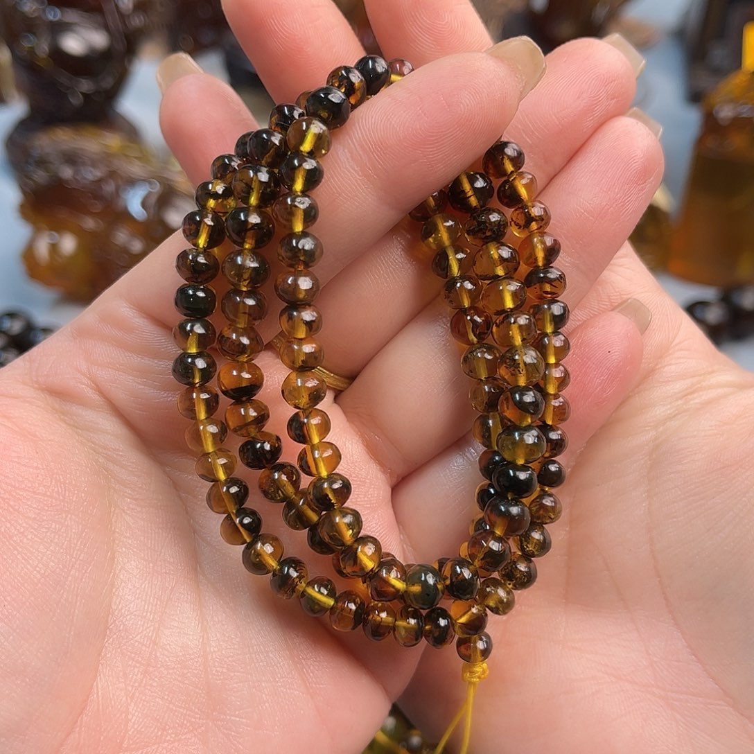 琥珀手链未镶嵌抚顺琥珀6m金珀108
