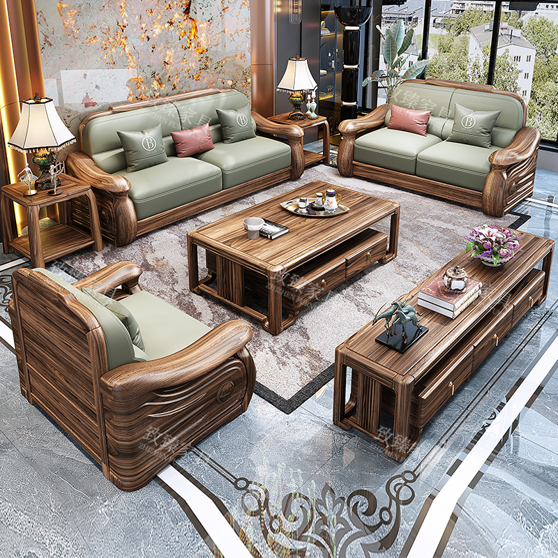 新中式家具别墅客厅家用高端大小户型冬夏两用新中式沙发