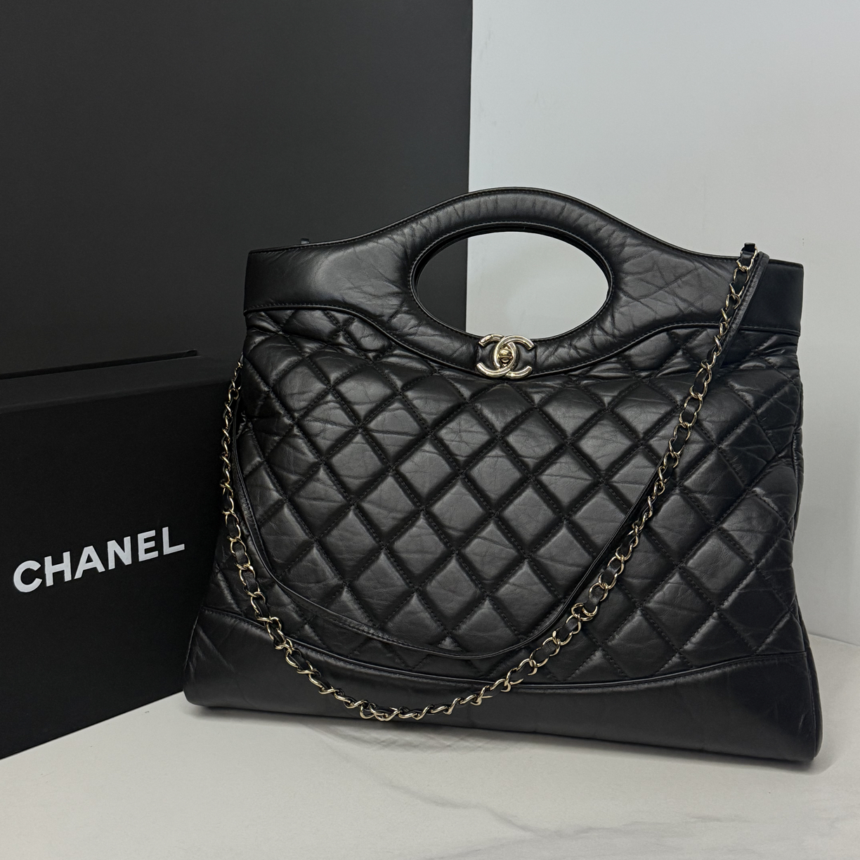 95新 Chanel/香奈儿 20B黑金31Bag大号托特芯片40cm/0995111603