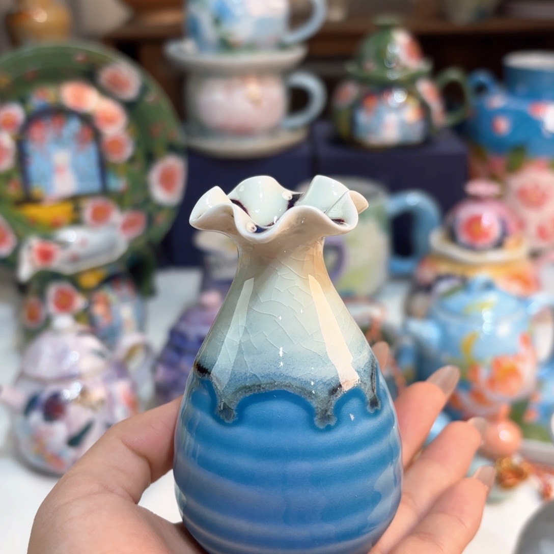 景德镇手绘高温釉下彩陶瓷茶具