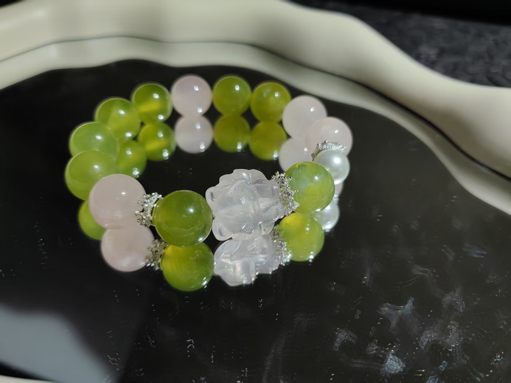 A689【金汐】凤九雕刻双拼手串