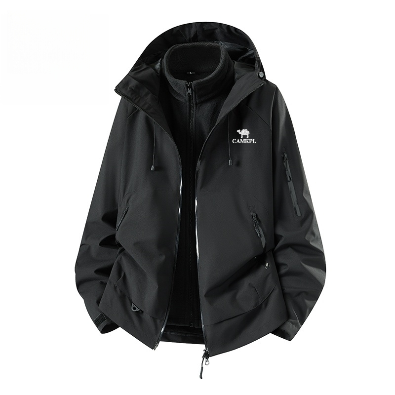 骆鸵凯乐冬季男士户外保暖休闲外套秋冬季情侣连帽三合一冲锋衣潮